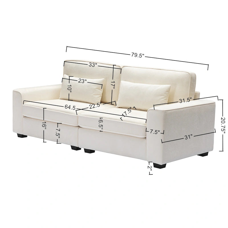 Gepolstertes 3-Sitzer-Loveseat-Sofa