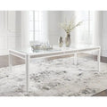 Tavolo da pranzo allungabile rettangolare bianco/verde, per un massimo di 10 persone — 107 L x 244 P x 76 A cm