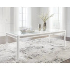 Tavolo da pranzo allungabile rettangolare bianco/verde, per un massimo di 10 persone — 107 L x 244 P x 76 A cm