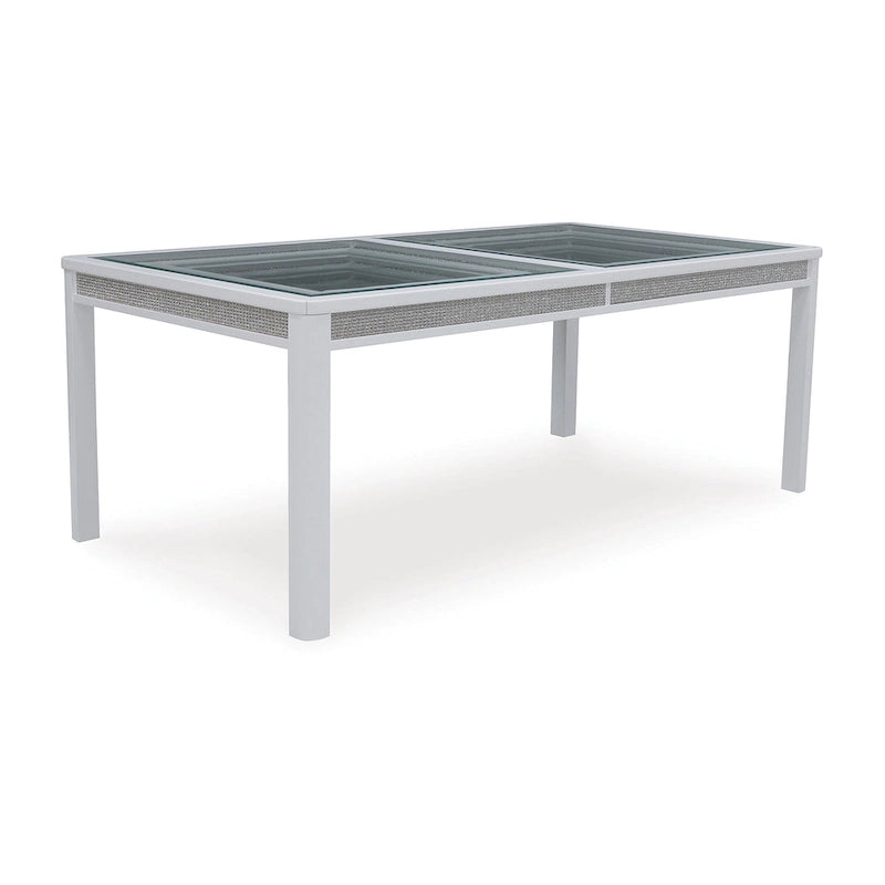 Tavolo da pranzo allungabile rettangolare bianco/verde, per un massimo di 10 persone — 107 L x 244 P x 76 A cm