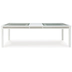 Tavolo da pranzo allungabile rettangolare bianco/verde, per un massimo di 10 persone — 107 L x 244 P x 76 A cm