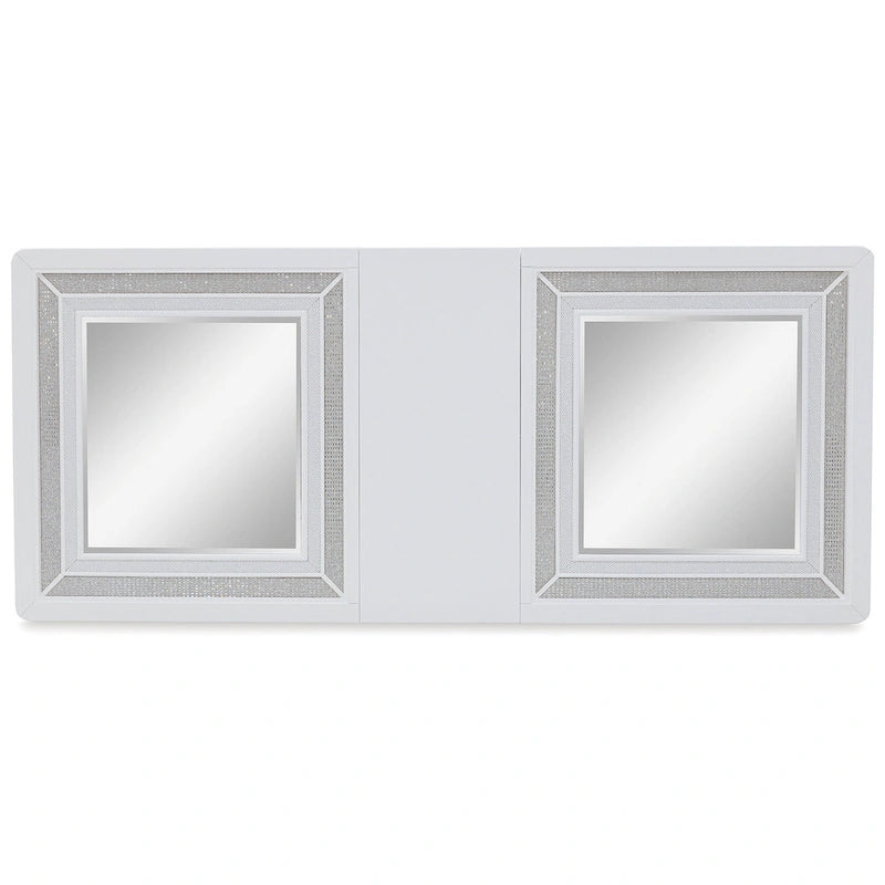 Tavolo da pranzo allungabile rettangolare bianco/verde, per un massimo di 10 persone — 107 L x 244 P x 76 A cm