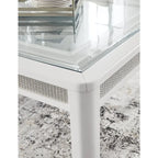 Tavolo da pranzo allungabile rettangolare bianco/verde, per un massimo di 10 persone — 107 L x 244 P x 76 A cm