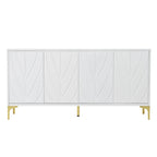 Nero / Bianco, Stile Intagliato, Credenza a 4 Ante con Apertura a Pressione, Singola