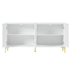 Nero / Bianco, Stile Intagliato, Credenza a 4 Ante con Apertura a Pressione, Singola