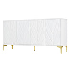 Nero / Bianco, Stile Intagliato, Credenza a 4 Ante con Apertura a Pressione, Singola