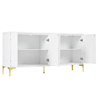 Nero / Bianco, Stile Intagliato, Credenza a 4 Ante con Apertura a Pressione, Singola