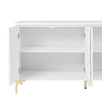Nero / Bianco, Stile Intagliato, Credenza a 4 Ante con Apertura a Pressione, Singola