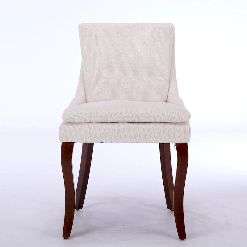 Set di 2 sedie da pranzo beige/grigio/blu, sedia laterale imbottita con schienale medio, borchie e gambe in legno