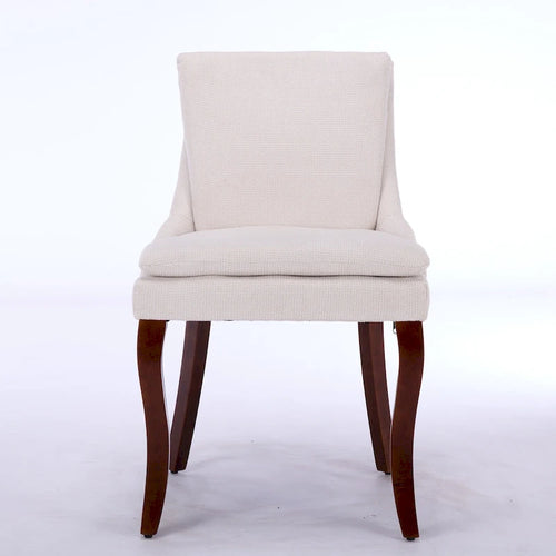 Set di 2 sedie da pranzo beige/grigio/blu, sedia laterale imbottita con schienale medio, borchie e gambe in legno