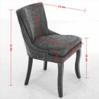 Set di 2 sedie da pranzo beige/grigio/blu, sedia laterale imbottita con schienale medio, borchie e gambe in legno
