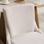 Set di 2 sedie da pranzo beige/grigio/blu, sedia laterale imbottita con schienale medio, borchie e gambe in legno