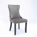 Sedia da pranzo con schienale ad ala in velluto oro/nero/beige/grigio con finiture borchiate, set da 2
