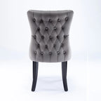 Sedia da pranzo con schienale ad ala in velluto oro/nero/beige/grigio con finiture borchiate, set da 2