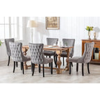 Sedia da pranzo con schienale ad ala in velluto oro/nero/beige/grigio con finiture borchiate, set da 2