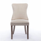 Sedia da pranzo con schienale ad ala in velluto oro/nero/beige/grigio con finiture borchiate, set da 2