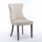 Sedia da pranzo con schienale ad ala in velluto oro/nero/beige/grigio con finiture borchiate, set da 2
