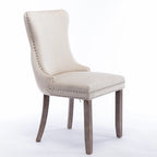 Sedia da pranzo con schienale ad ala in velluto oro/nero/beige/grigio con finiture borchiate, set da 2
