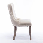 Sedia da pranzo con schienale ad ala in velluto oro/nero/beige/grigio con finiture borchiate, set da 2