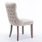 Sedia da pranzo con schienale ad ala in velluto oro/nero/beige/grigio con finiture borchiate, set da 2