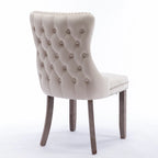Sedia da pranzo con schienale ad ala in velluto oro/nero/beige/grigio con finiture borchiate, set da 2