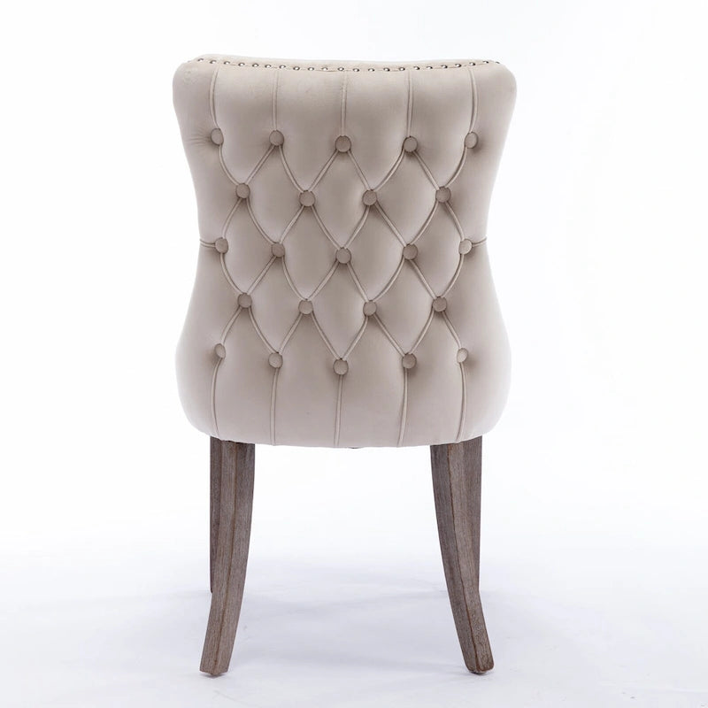 Sedia da pranzo con schienale ad ala in velluto oro/nero/beige/grigio con finiture borchiate, set da 2