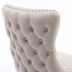 Sedia da pranzo con schienale ad ala in velluto oro/nero/beige/grigio con finiture borchiate, set da 2