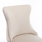 Sedia da pranzo con schienale ad ala in velluto oro/nero/beige/grigio con finiture borchiate, set da 2