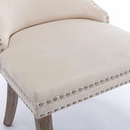 Sedia da pranzo con schienale ad ala in velluto oro/nero/beige/grigio con finiture borchiate, set da 2