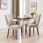 Sedia da pranzo con schienale ad ala in velluto oro/nero/beige/grigio con finiture borchiate, set da 2