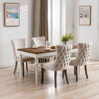 Sedia da pranzo con schienale ad ala in velluto oro/nero/beige/grigio con finiture borchiate, set da 2