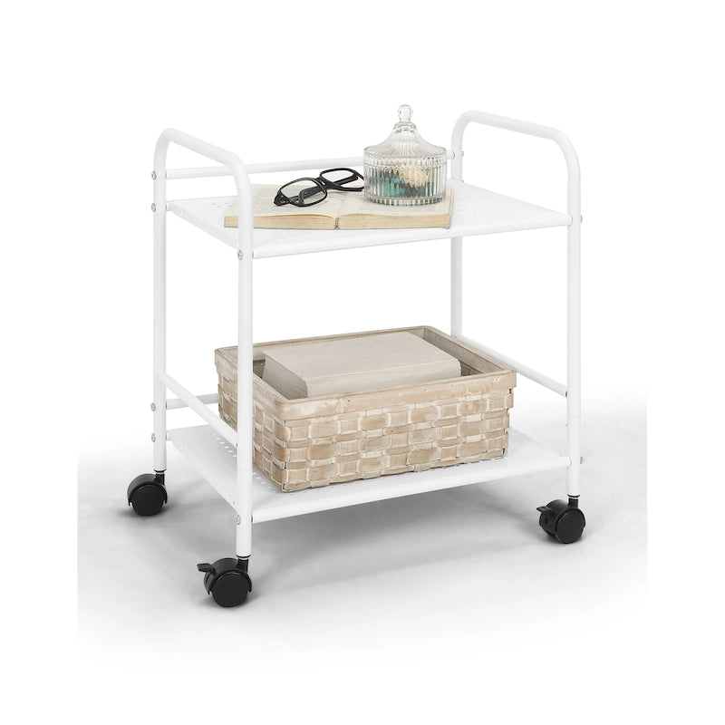 Carrello multiuso in metallo a 2 ripiani, bianco, 1 persona