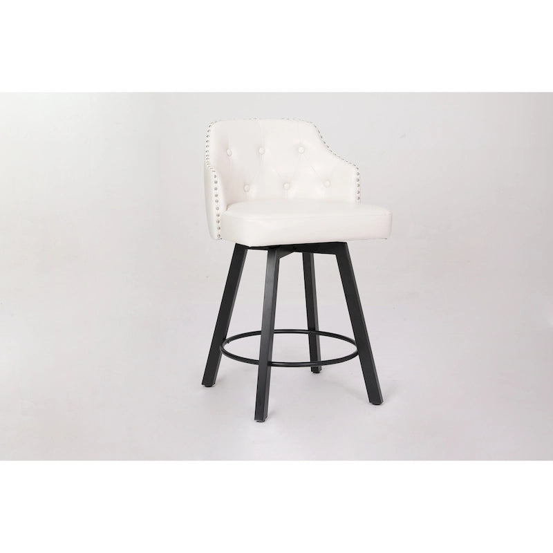 Set di 2 Sgabelli da Cucina Senza Schienale, Stile Rustico – Marrone / Bianco / Nero