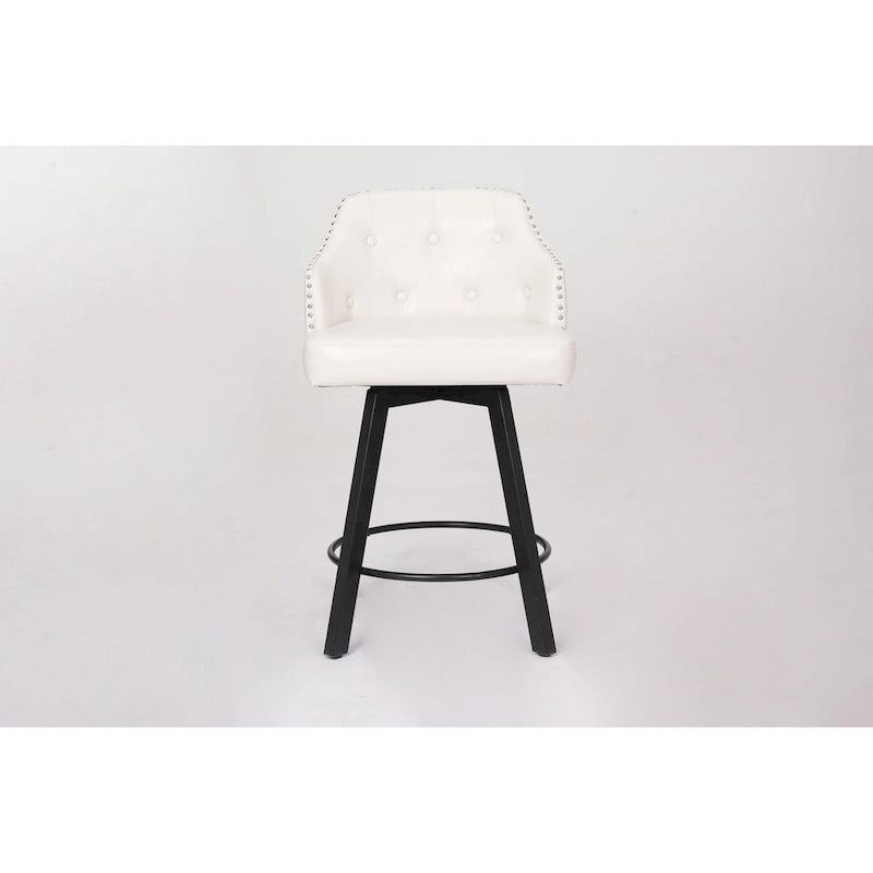 Set di 2 Sgabelli da Cucina Senza Schienale, Stile Rustico – Marrone / Bianco / Nero
