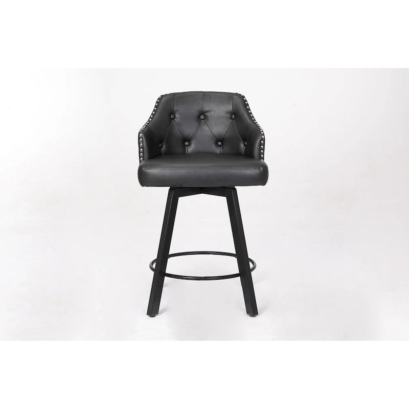 Set di 2 Sgabelli da Cucina Senza Schienale, Stile Rustico – Marrone / Bianco / Nero