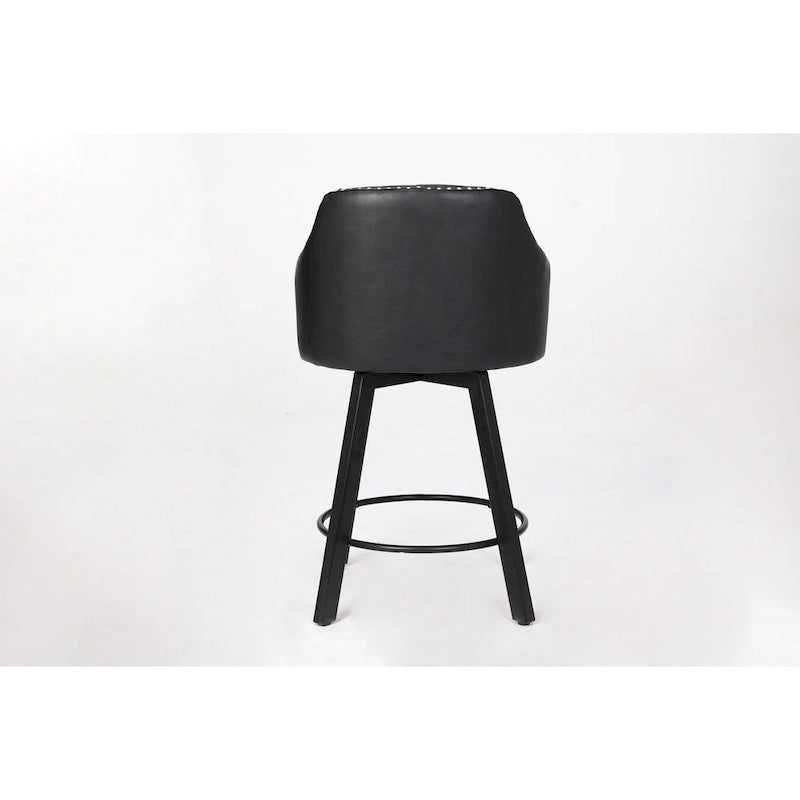 Set di 2 Sgabelli da Cucina Senza Schienale, Stile Rustico – Marrone / Bianco / Nero