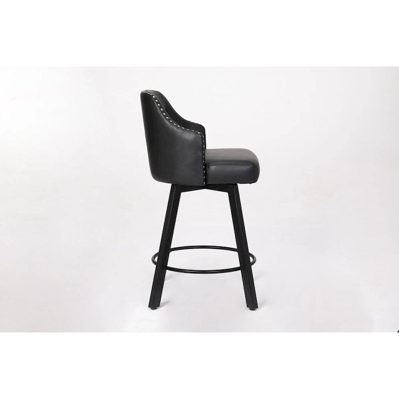 Set di 2 Sgabelli da Cucina Senza Schienale, Stile Rustico – Marrone / Bianco / Nero
