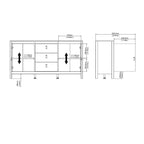 Nero opaco / Bianco / Hickory, Credenza a 2 ante e 3 cassetti, Montaggio per 2 persone