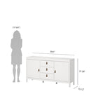 Nero opaco / Bianco / Hickory, Credenza a 2 ante e 3 cassetti, Montaggio per 2 persone