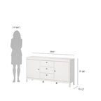 Nero opaco / Bianco / Hickory, Credenza a 2 ante e 3 cassetti, Montaggio per 2 persone