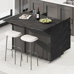 Isola da cucina in impiallacciatura di frassino intrecciata a mano con piano a ribalta – Nero / Legno naturale / Blu navy / Champagne