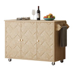 Isola da cucina in impiallacciatura di frassino intrecciata a mano con piano a ribalta – Nero / Legno naturale / Blu navy / Champagne