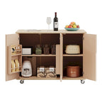 Isola da cucina in impiallacciatura di frassino intrecciata a mano con piano a ribalta – Nero / Legno naturale / Blu navy / Champagne