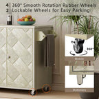 Isola da cucina in impiallacciatura di frassino intrecciata a mano con piano a ribalta – Nero / Legno naturale / Blu navy / Champagne