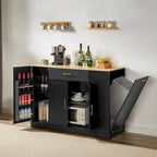 Isola da Cucina Bianca con Armadio per Pattumiera, 135 cm, 1 Persona