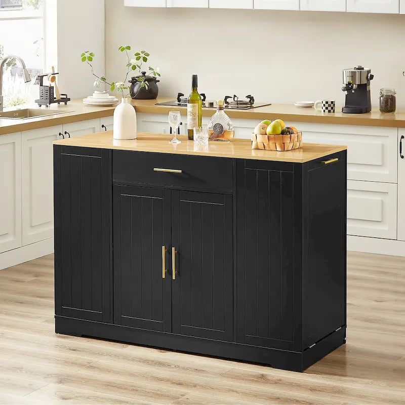 Isola da Cucina Bianca con Armadio per Pattumiera, 135 cm, 1 Persona
