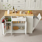 Isola da Cucina Bianca con Armadio per Pattumiera, 135 cm, 1 Persona