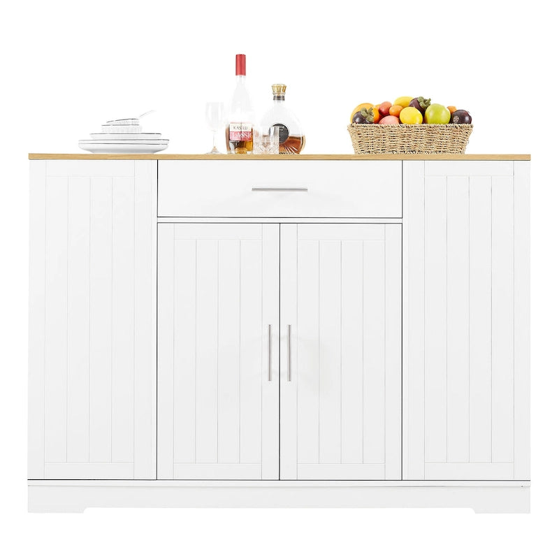 Isola da Cucina Bianca con Armadio per Pattumiera, 135 cm, 1 Persona