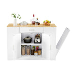 Isola da Cucina Bianca con Armadio per Pattumiera, 135 cm, 1 Persona