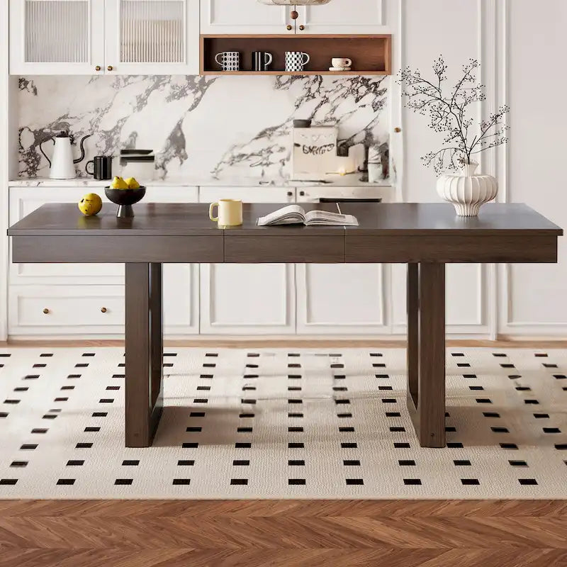 Tavolo da Pranzo Allungabile Marrone, Stile Rustico, da 4 a 8 Posti
